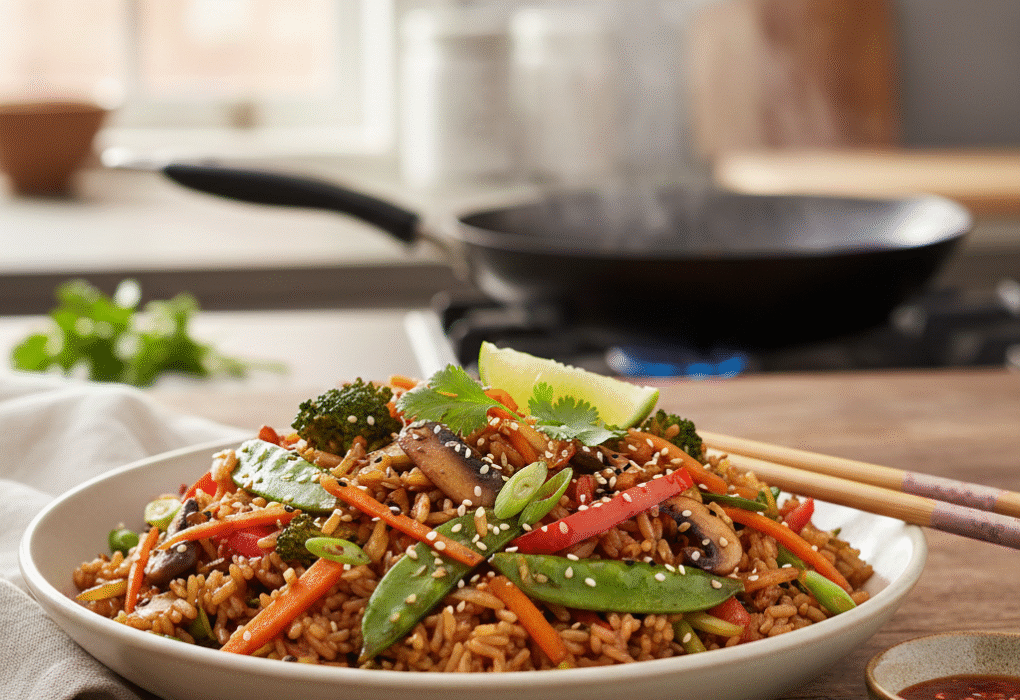 Stir Fried Brown Rice with Vegetables