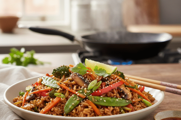 Stir Fried Brown Rice with Vegetables